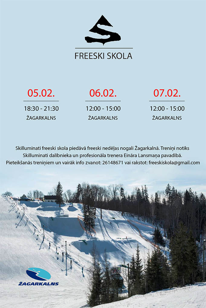 Skilluminati freeski skola piedāvā, freeski nedēļas nogali Žagarkalnā