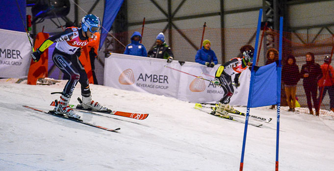 Miks Zvejnieks (LAT) vs. Elvis Opmanis (LAT) in Baltic Cup 2017 parallel slalom 1/8 final